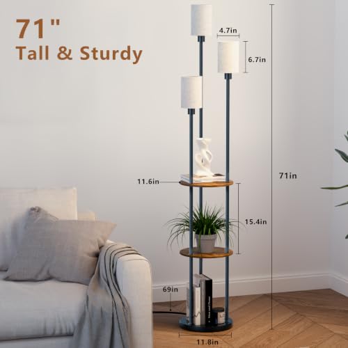 Floor Lamp with Shelves (Brown)