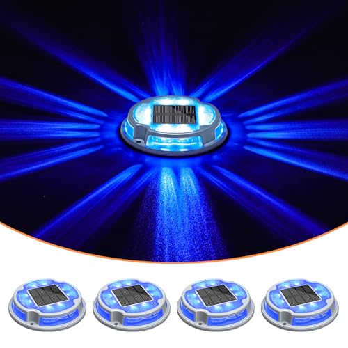 Solar Driveway Deck Dock Marine Lights 2 Colors Modes (4 Count)