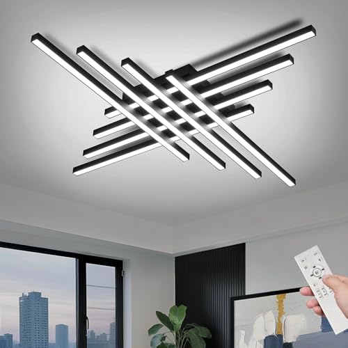 47" Black Modern LED Ceiling Light Fixtures With Remote