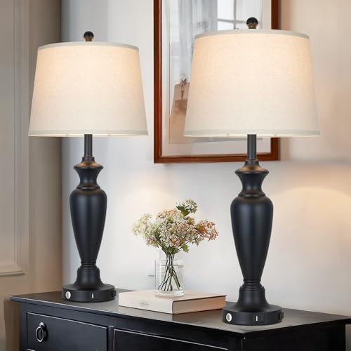30" Tall Black Table Lamps Set of 2 for Living Room (2 Count)