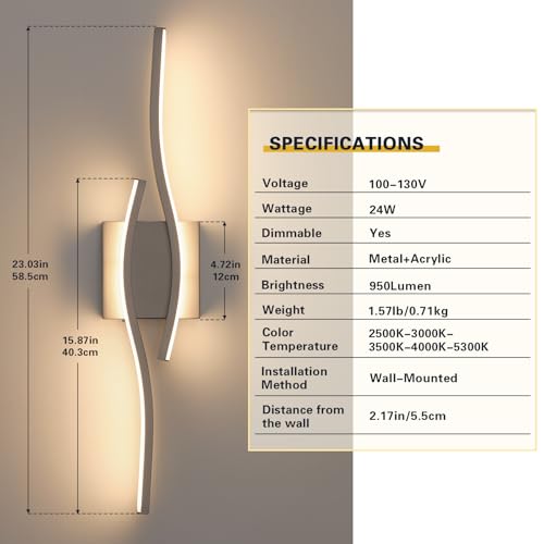 Brushed Nickel Bathroom Vanity Lights Fixtures Over Mirror 5CCT Dimmable Bathroom Light Fixture Modern Vanity Lighting Bar Led Bath Vanity Light 23 Inch Wall Lamp