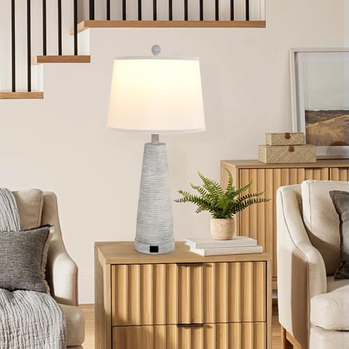 Nightstand Lamp Bedside Lamps Set of 2 Vintage Rustic Farmhouse Table Lamp 3 Way Dimmable Horizontal Stripe Light (2 Count)