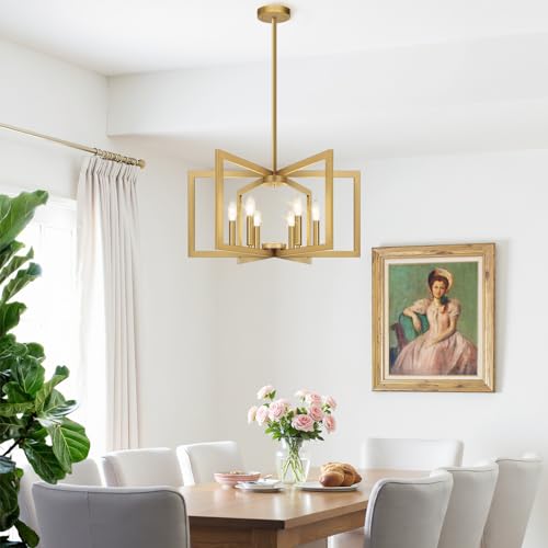 25" 61" Height Adjustable Modern Gold Chandelier for Dining Room (6 Count)