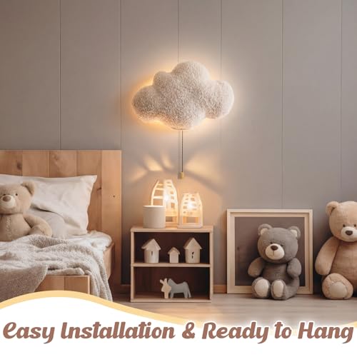 Fluffy Clouds Night Light Wall Lamp Sleeping Nursery Lighting