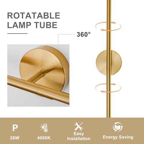 Gold Bathroom Light Fixtures Over Mirror 36 Inch