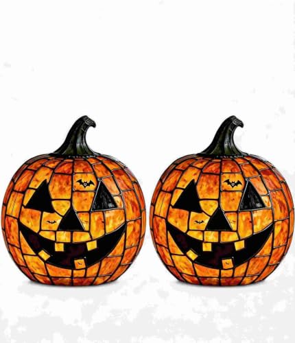 Halloween Lamp Stained Glass Pumpkin Lamp Tiffany Style Halloween Decorations for Home HolidayParty