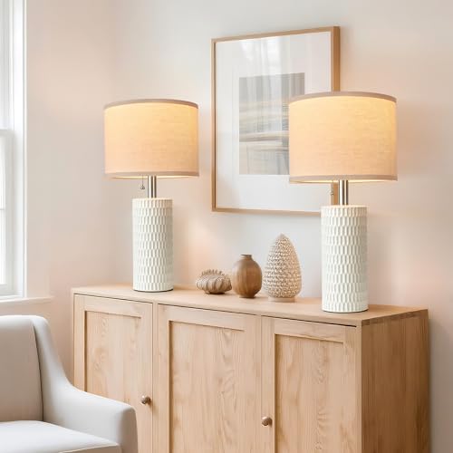 20.5" Modern Ceramic Table Lamps for Bedroom Set of 2 (2 Count)