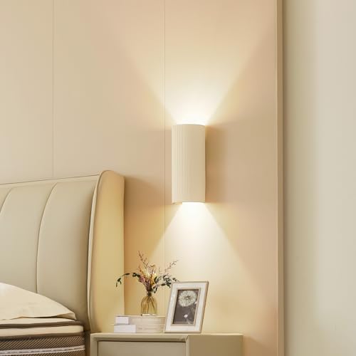 12" Modern Ribbed Plaster Wall Sconce
