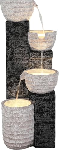 40" H Multilayer Cascading Outdoor Water Fountain with LED Lights & Pump