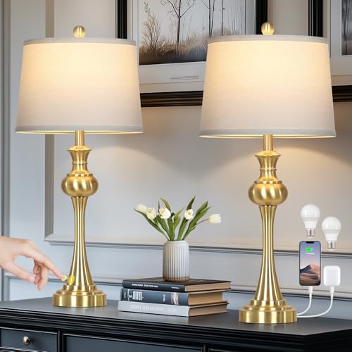 28.75" Gold Table Lamps for Living Room (2 Count)