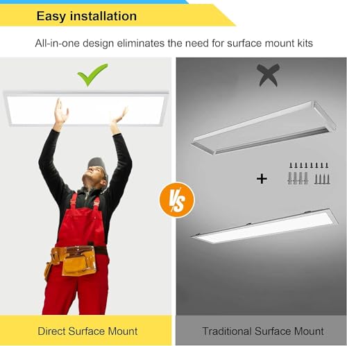 1 Pack 1x4 LED Flat Panel Light Surface Mount White