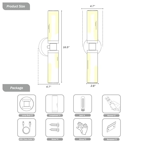 Gold & Walnut Wireless Battery Operated Wall Sconce with Remote (2 Count)