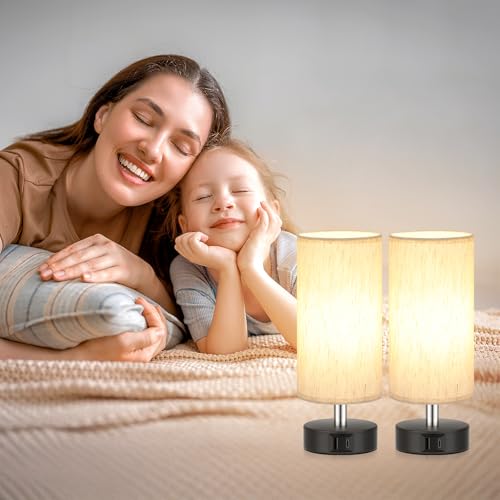 Small Table Lamps for Bedroom set of 2 (2 Count)