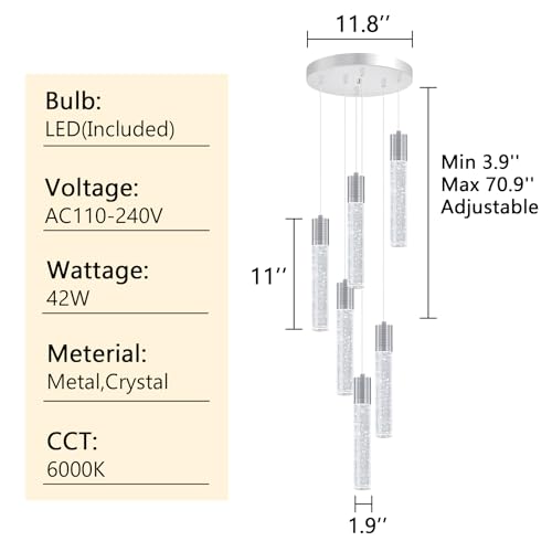 Mini Chandeliers for Kitchen Island Modern Crystal Pendants Light Dining Room Pendant Lighting Fixture High Ceiling Hanging Lights Bedroom Island Kitchen Foyer 6000K White Light Fixtures Chrome