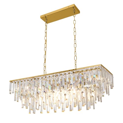 31.5" Modern Rectangle Crystal Chandelier