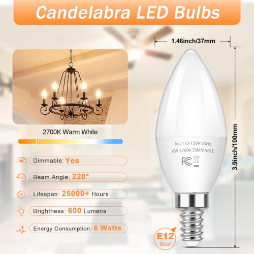 E12 LED Bulbs (6 Count)
