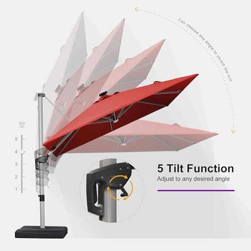 Cantilever Umbrella 9' X 12' Solar LED Light Patio