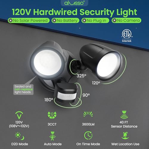 Motion Sensor Outdoor Lights Metal Heads