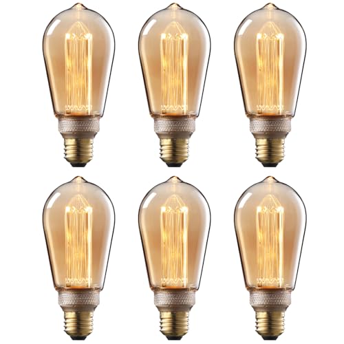 6 Pack LED ST64 Vintage Edison Bulbs (6 Count)