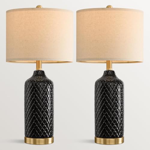 24.25" Ceramic Table Lamps for Living Room Bedroom Modern Lamps Set of 2 (2 Count)