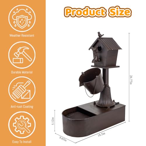 Metal Outdoor Garden Fountain 27" Soothing Water Flow