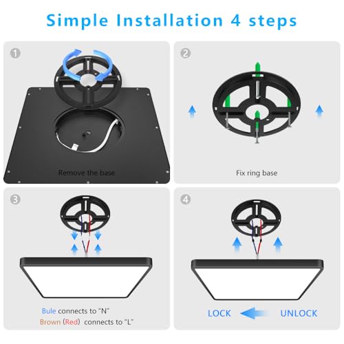 12Inch 24W Square LED Ceiling Light Fixtures Flush Mount