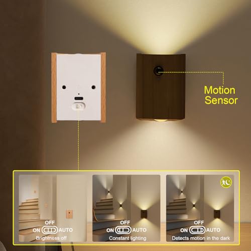 2 Pack Wood Step Light with Motion Sensor (2 Count)