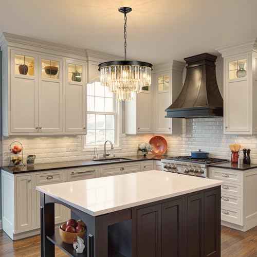 Black Crystal Chandeliers For Dining Room: 20" Modern Luxury Chandelier For Bedroom - Round Crystals Ceiling Pendant Lighting Fixtures For Living Room Entryway Kitchen Over Table Island Foyer 9 Light