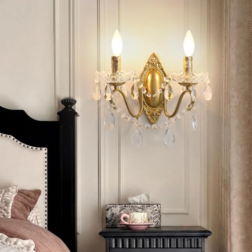 14inch Vintage Crystal Wall Sconces Set of Two (2 Count)