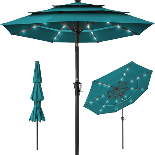 10ft 3 Tier Solar Patio Umbrella