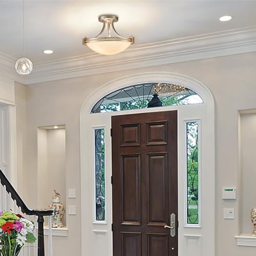 Brushed Nickel Semi Flush Mount Ceiling Light 16