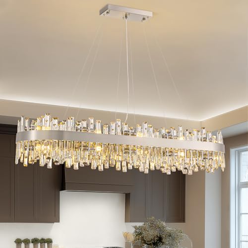 Modern Rectangle Crystal Chandelier for Dining Room