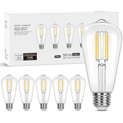 Dimmable E26 Edison LED Bulbs (6 Count)