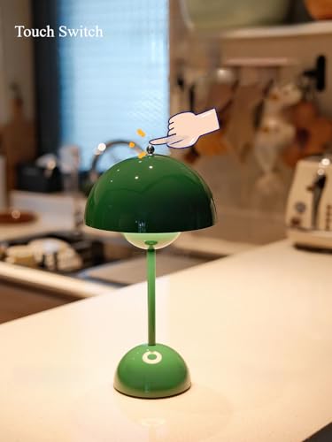 Modern Flower Bud Lamp 12" Cordless Touch Lamp Dimmable 2600mAh Rechargeable Desk Lamp Nordic Minimalist Mushroom Lamp Nightstand Bedside Lamp for Bedroom Living Room