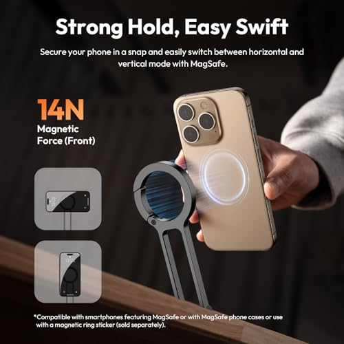 2-in-1 Magnetic Phone Tripod & Selfie Light Kit, MA30 Phone Stand with LM19 2500K-8500K LED Fill Light for MagSafe, Compatible with iPhone 17-12 Series for Photo/Vlog/Video/TikTok, Black