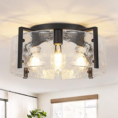 17.7'' Black Semi Flush Mount Ceiling Light