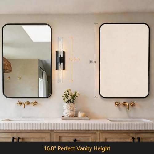 Bathroom Wall Sconce 22.8in Black Sconce Hardwired Vantiy Light