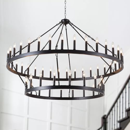 2 Tier Wagon Wheel Chandelier 54