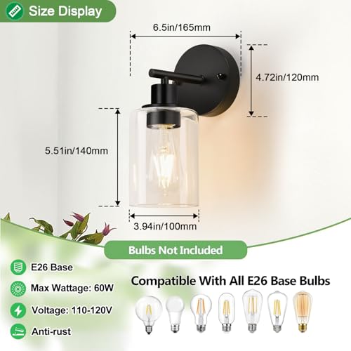 Set of 2 Wall Sconces for Bathroom (2 Count)