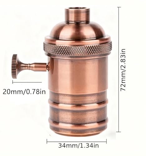 3 Pack Red Bronze E26 E27 Edison Vintage Lamp Socket
