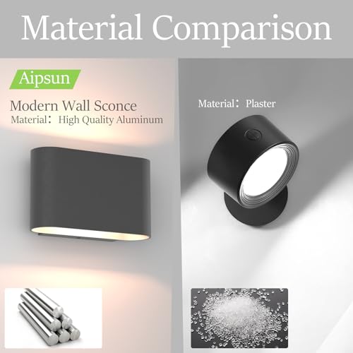 Black LED Wall Sconces 1 Pack Indoor Modern Wall Lights Hardwired Up and Down Interior Wall Mount Light for Living Room Bedroom Hallway Warm White 3000K