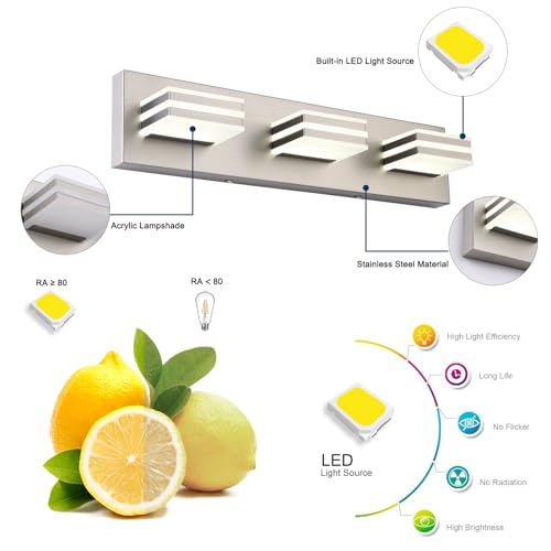 Brushed Nickel Vanity Lights for Bathroom Light Fixtures (3 Count)