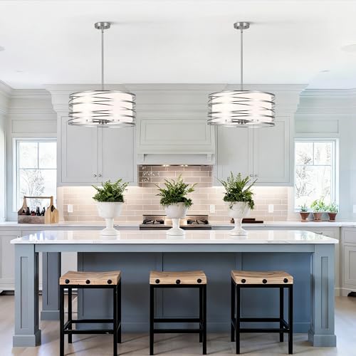 19.7'' Brushed Nickel Drum Chandeliers for Dining Room