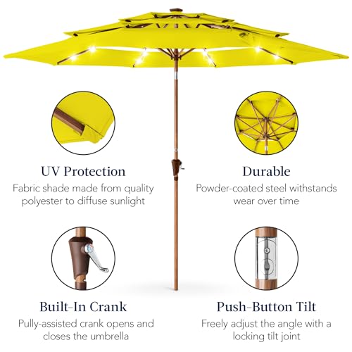 10ft 3 Tier Solar Patio Market Umbrella
