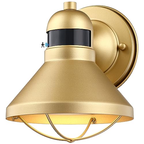 Dusk to Dawn Motion Sensor Outdoor LED Barn Light Fixture Gold