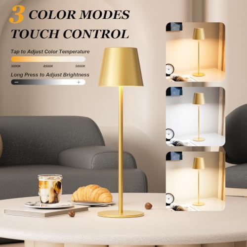 Cordless Table Lamp Rechargeable Gold (4 Count)