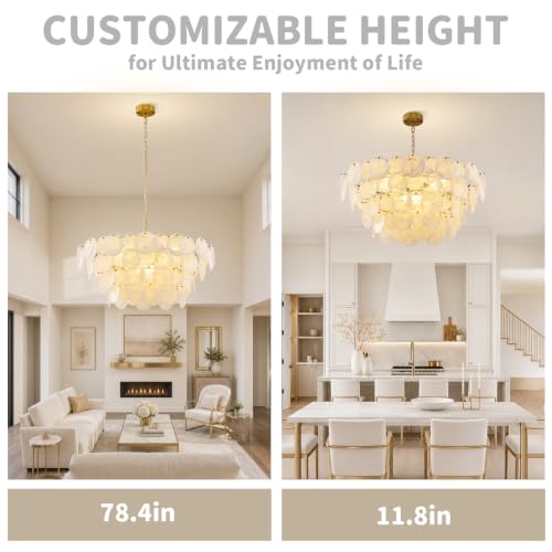 Large Gold Modern Glass Chandelier