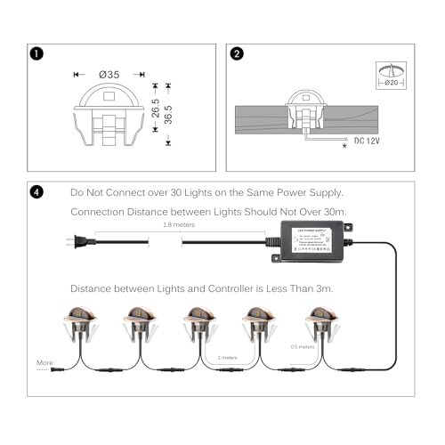LED Stair Light Low Voltage Waterproof IP65 Outdoor 1 (20 Count)