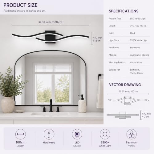Modern Vanity Lights Dimmable Bathroom Light Fixtures Over Mirror Bathroom LED Vanity Light for Bathroom Living Room