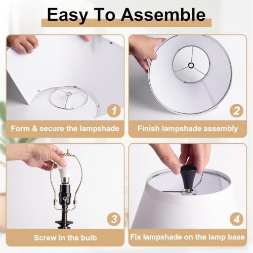 Metal Table Lamp for Bedroom (White Shade & Golden Base)